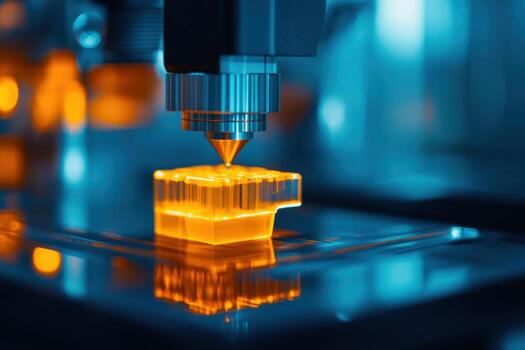 Additive Manufacturing 3D printer creating object in lab photo