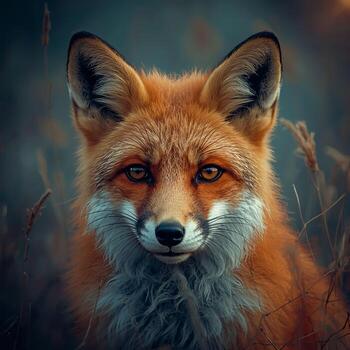 red fox in the wild portrait photo