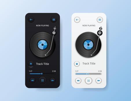Music player interface with vinyl record design vector