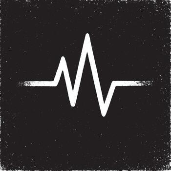 Distressed grunge style heartbeat pulse line design in black and white. Minimal abstract art with textured background, ideal for medical, health, or creative design use. vector