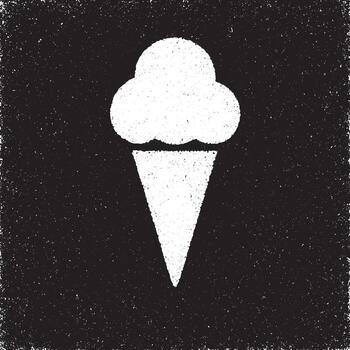 Abstract grunge style ice cream cone design in black and white. Distressed texture with bold minimal look, perfect for food, dessert, summer, retro, or creative design themes. vector