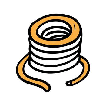 A coil of orange wire sits on a white background. The wire is neatly wound into a circular shape with a loose end extending outward. vector