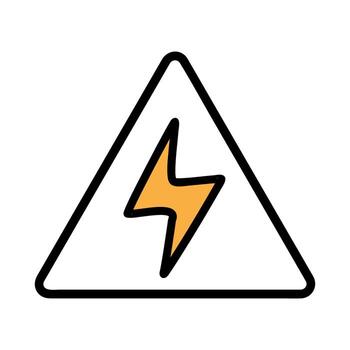 un sencillo advertencia firmar presentando un amarillo relámpago tornillo dentro un triangular negro describir. el diseño enfatiza la seguridad y precaución con respecto a eléctrico peligros. vector