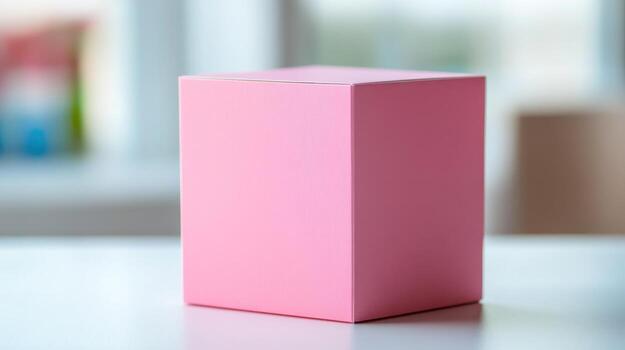 Pink square box on a table photo