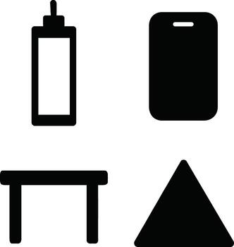 Four simple black silhouettes of common objects on a white background vector