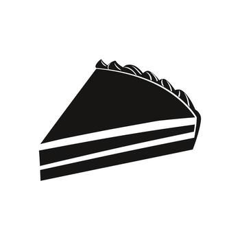 Slice of cake icon with frosting on white background illustration vector