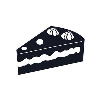 Slice of cake with cream isolated on white background for design vector