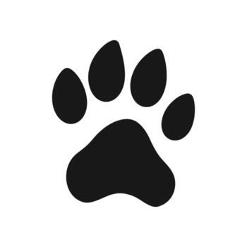 Black silhouette of a paw print on a white background in format vector
