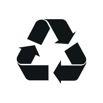 Black recycle symbol made with three arrows forming triangular loop shape icon vector