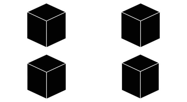 Four black cubes with different shapes on them vector