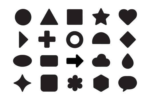 Collection of basic geometric and abstract shapes icon set vector