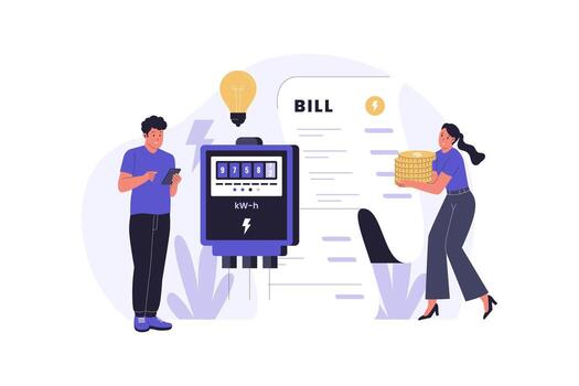 Illustration of electricity bill and usage vector