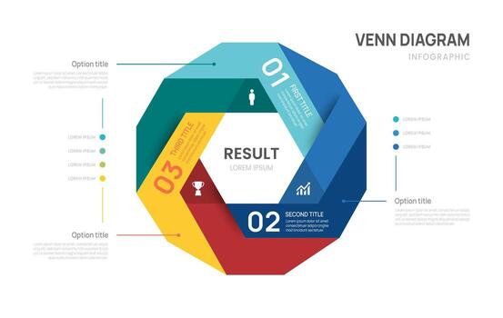 Colorful Venn diagram infographic design vector
