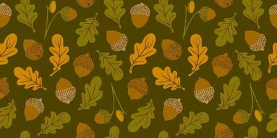 Oak leaves and acorns pattern vector