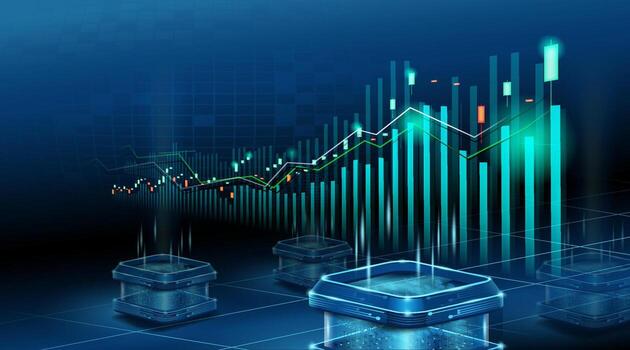 Data analytics growth chart illustration vector