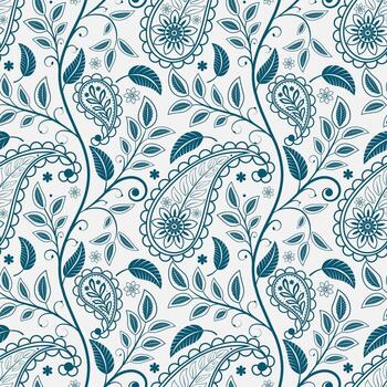 Seamless paisley repeat pattern Block print Boho style vector