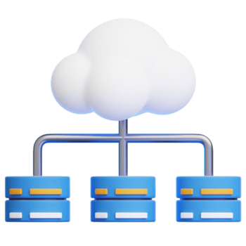 uma lustroso, ilustrativo representação do nuvem Informática, conectando para múltiplo servidores para dados armazenar. png