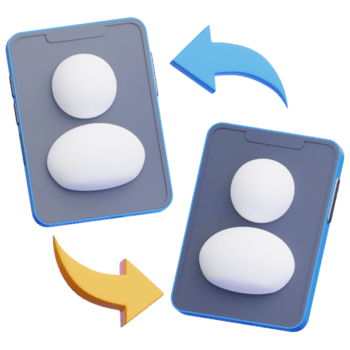 digitaal verbinding Peer naar peer concept, met twee gestileerde smartphones uitwisselen gegevens, symboliseert de stromen van informatie en de essence van modern communicatie. png