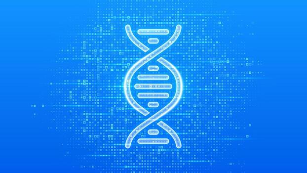 DNA sequence icon. DNA strand. Molecular structure of DNA. Genetic code. Concept of genetics, biotechnology, medical science. Blue medical background made with cross shape symbol. vector