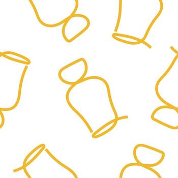 seamless pattern with round glasses for drinks in line art style drawn with several yellow lines, for packaging, textiles or websites vector