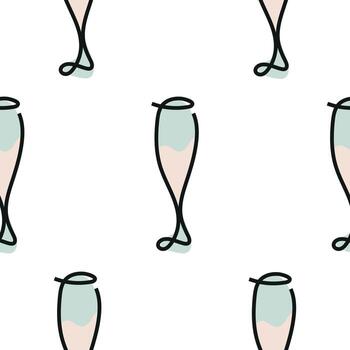 seamless pattern with long champagne glasses in line art style drawn with several light lines and abstract spots, for packaging, textiles or websites vector
