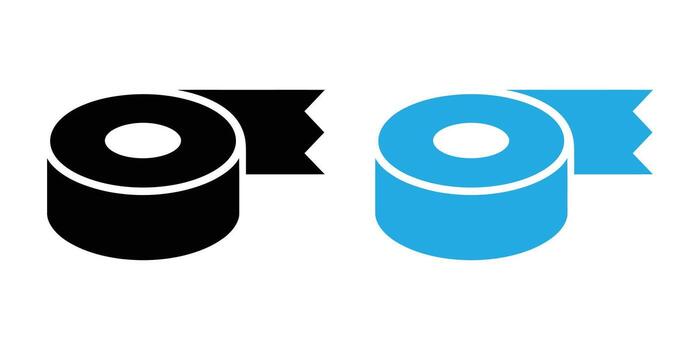 Black and Blue Adhesive Tape Roll Icons Simple Graphics for Design Projects vector