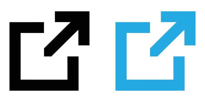 External Link Icon Set Black and Light Blue Arrow in Square Graphic Design Elements for Websites and Applications vector