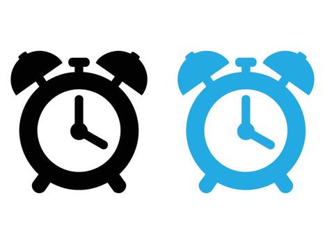 Classic Alarm Clock Icons Black and Blue Simple Design Elements for Websites and Applications vector