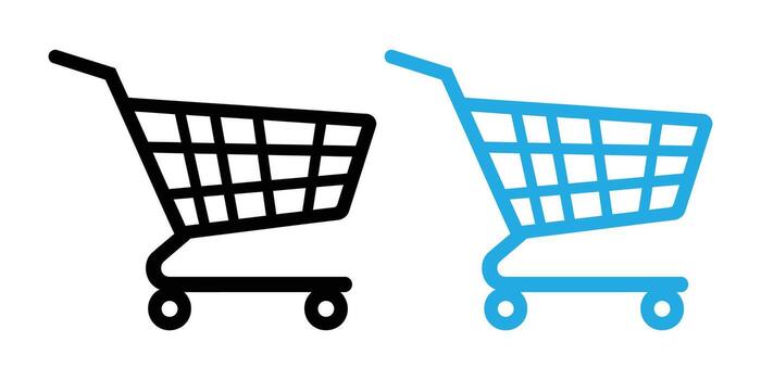 Simple Black and Blue Shopping Cart Icons for Website or App Design Elements vector