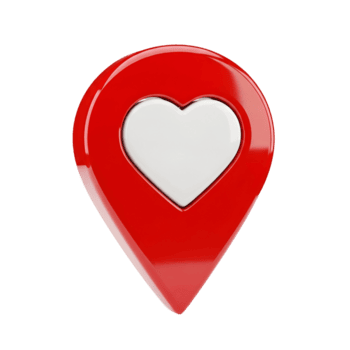 encontrar favorito localização coração PIN ponteiro GPS navegação mapa rota destino procurar ícone em transparente fundo png