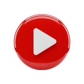 Red play button icon illustration for streaming and multimedia content use on transparent background png