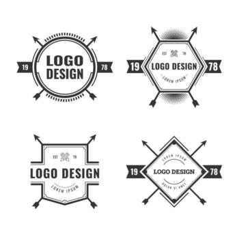 line logo design is arranged with a black abstract frame theme on a white background. vintage line design vector