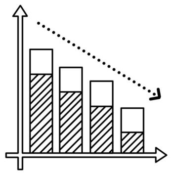 grafico demostración financiero disminuir, negocio pérdida, o mercado tendencia. vector