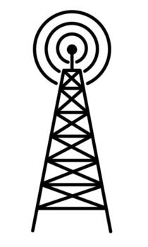 Communication tower transmitting signal for internet and phone. vector