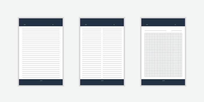 Planer page with dotted grid collection for book. Seamless checkered and line paper texture. illustration vector