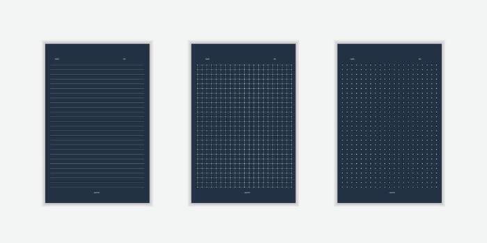 Planer page with dotted grid collection for book. Seamless checkered and line paper texture. vector