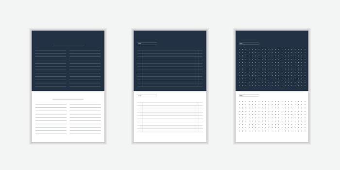 Planer page with dotted grid collection for book. Seamless checkered and line paper texture. Retro bullet journal notebook background. Simple dot graph pattern. vector