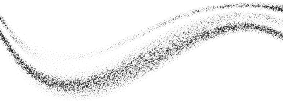 Wave gradient grain texture. Black stippled curve line background. Grunge noise dotted wallpaper for banner, poster, brochure. Undulate smooth sandy backdrop with speckles, particles, granules. vector