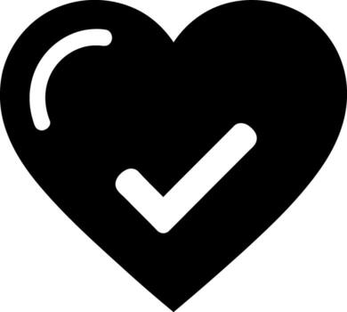 Heart symbol with a white check mark inside vector