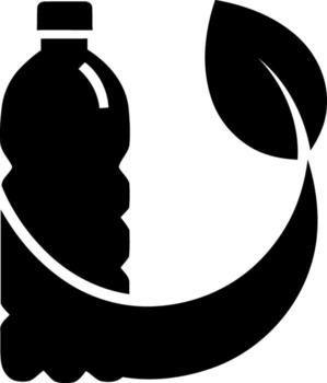 Eco friendly water bottle symbol with leaf and recycle loop vector