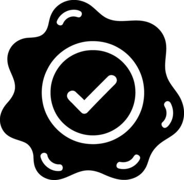 Black seal with white checkmark inside a circle vector