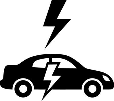 Electric car charging symbol with lightning bolt vector