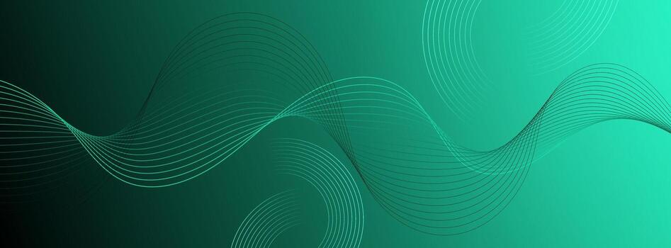 Dark green gradient background with elegant abstract wave lines. Great for technology themes, business projects, or professional presentations. vector