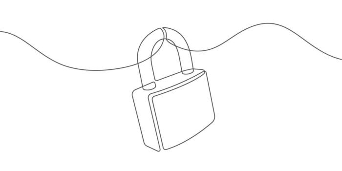 Security lock. Protection of data, information, website.Continuous line drawing of padlock. vector