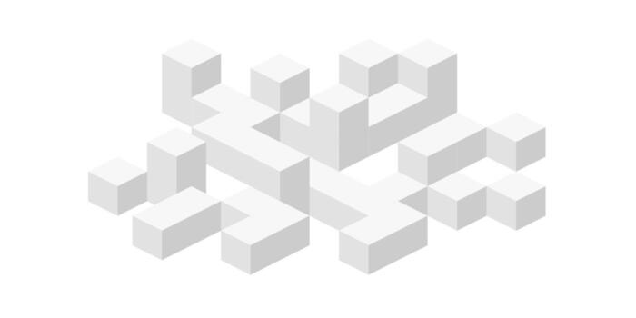 Isometric cubes. Linear geometric drawing. Abstract white background from cubes and lines. vector