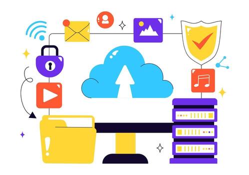 Cloud computing and data security services vector