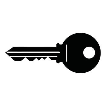negro silueta de un soltero llave con circular cabeza y dentado poco en blanco aislado vector
