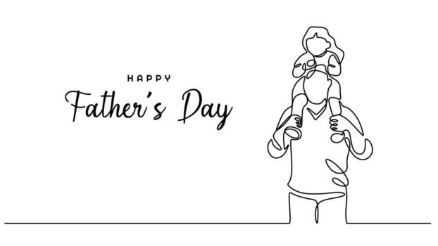 Supportive Father and Daughter Continuous Line Drawing Icon vector