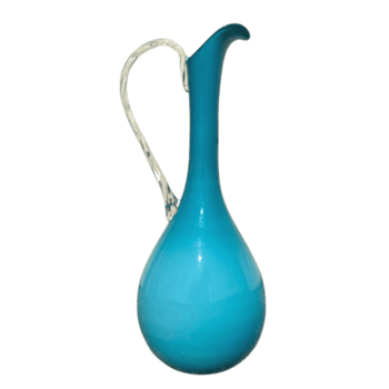 azul meio século moderno empoli encaixotado vidro italiano jarro com Claro vidro lidar com png