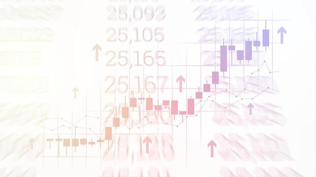 Stock market growth in a rising candlestick chart. Financial bar chart, yield curves, bond data, and upward-sloping graph on white background. Improved business information and finance growth data vector